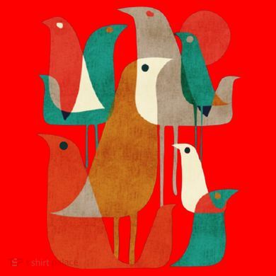 Flock Bird Illustration Santa Hat