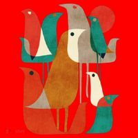 Flock Bird Illustration Santa Hat thumb 1