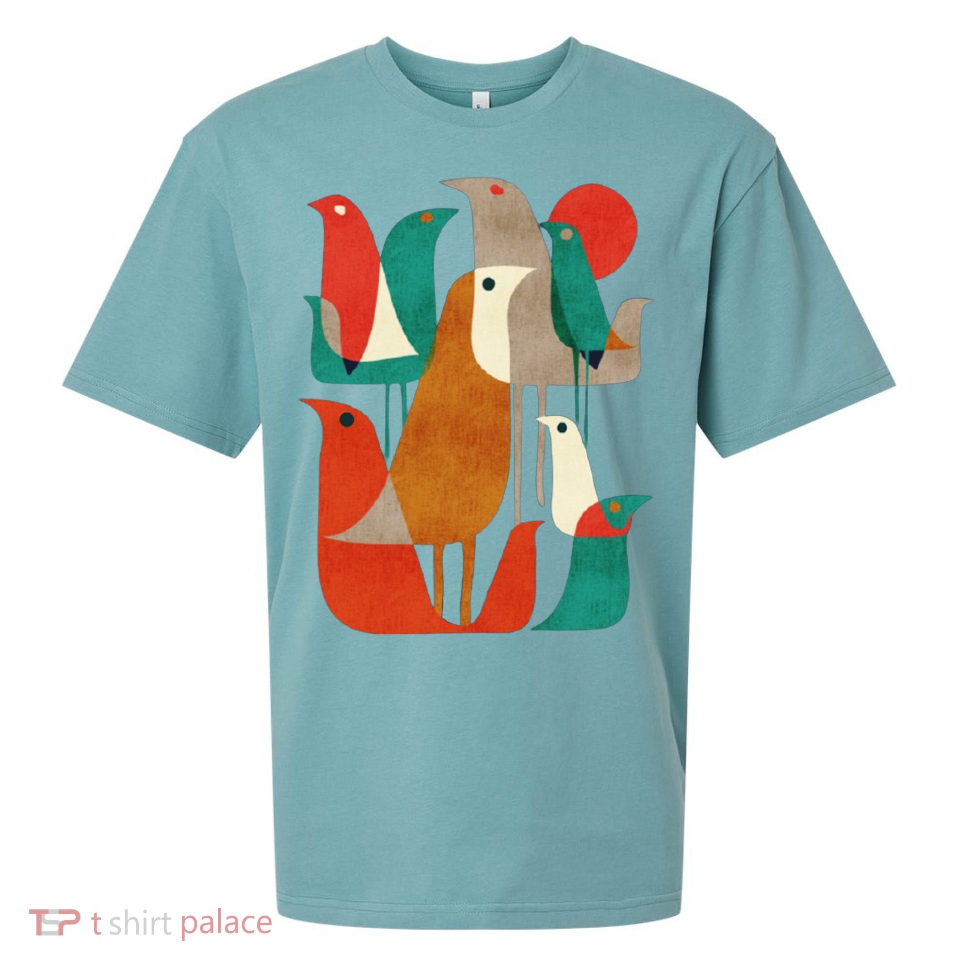 Flock Bird Illustration Sueded Cloud Jersey T-Shirt