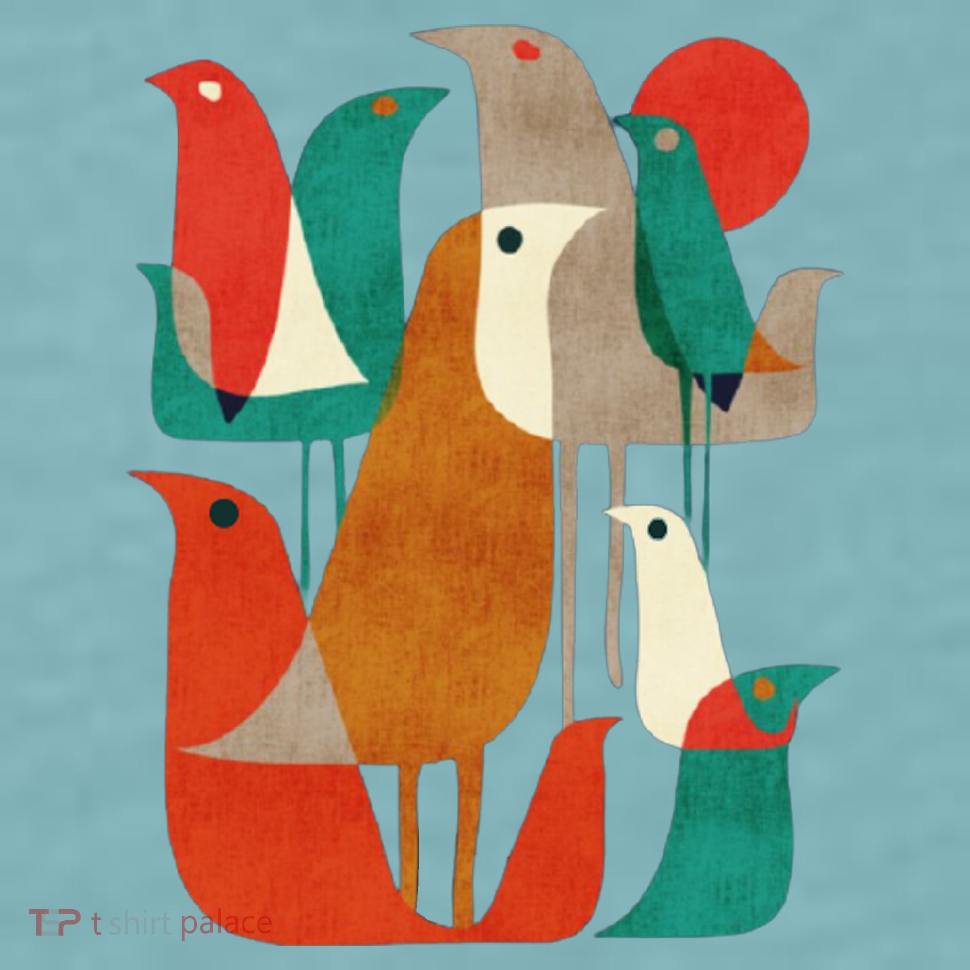 Flock Bird Illustration Sueded Cloud Jersey T-Shirt