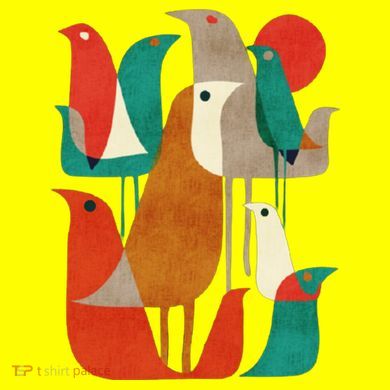 Flock Bird Illustration Long Sleeve Shirt
