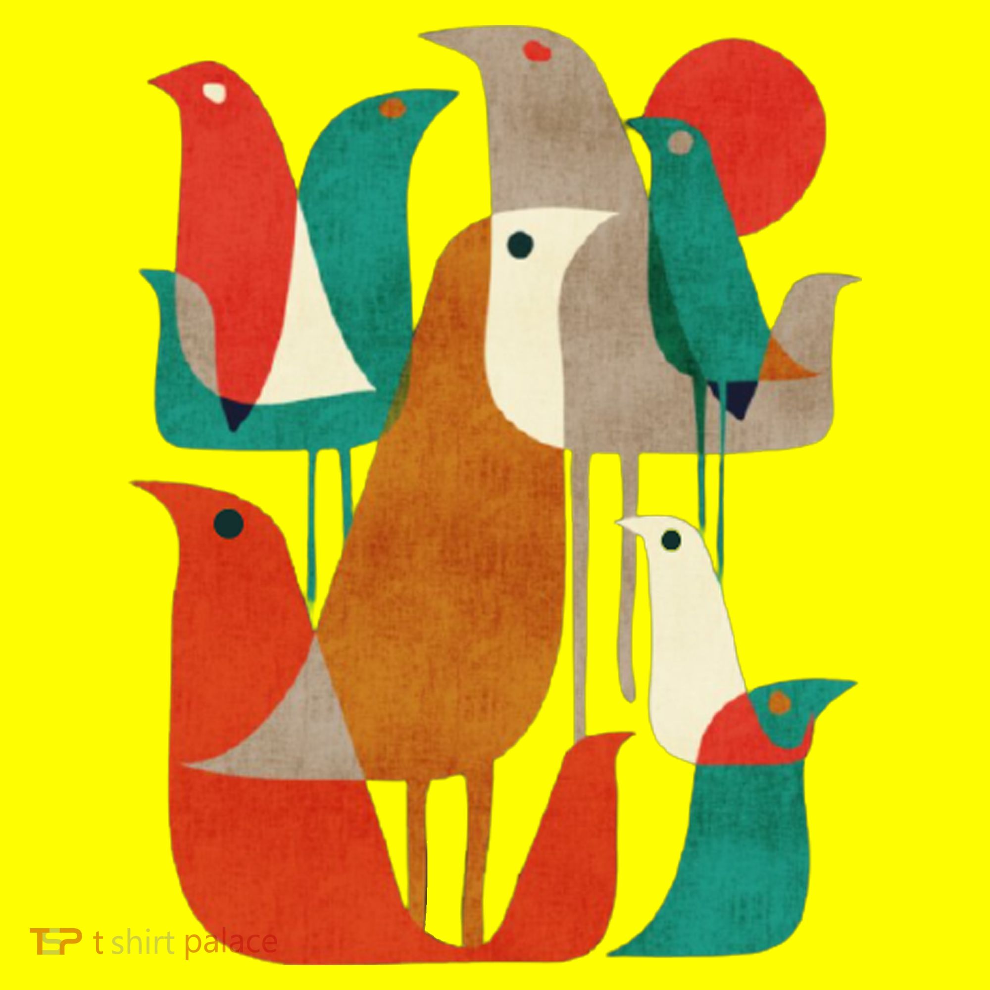 Flock Bird Illustration T-Shirt