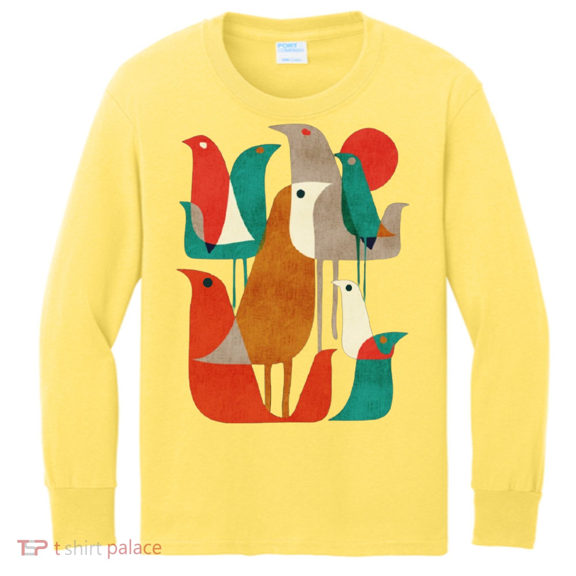 Flock Bird Illustration Kids Long Sleeve Shirt