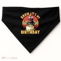 Funny Bruh It's My Birthday Japanese Kaiju Monster USA-Made Doggie Bandana thumb 0