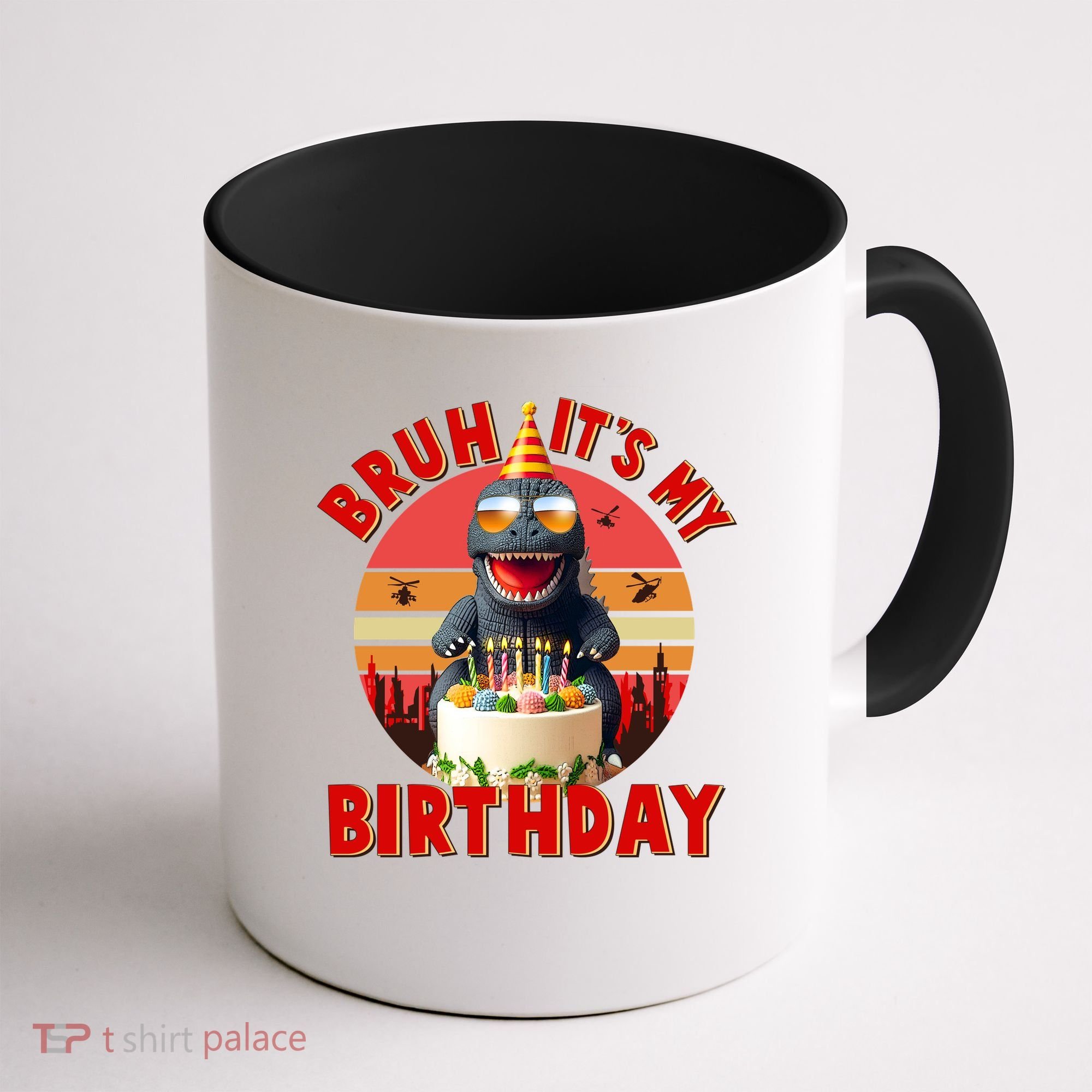 Funny Bruh It's My Birthday Japanese Kaiju Monster Coffee Mug