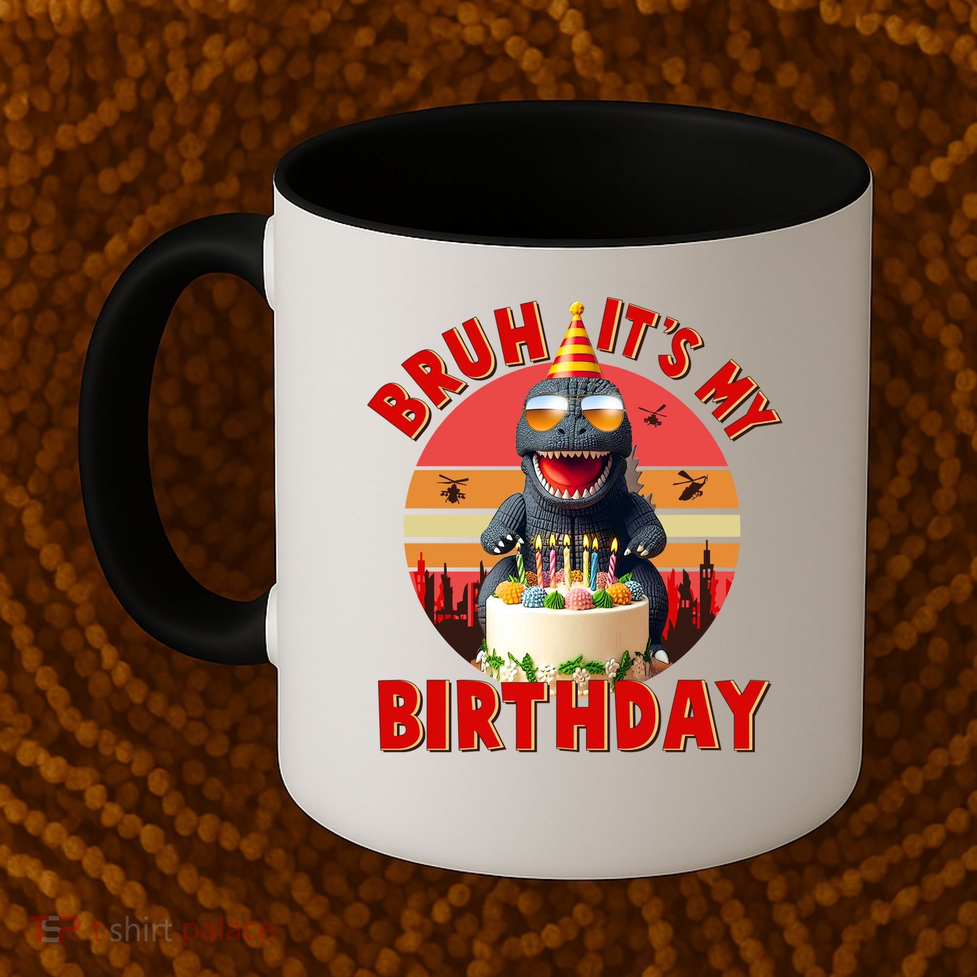 Funny Bruh It's My Birthday Japanese Kaiju Monster Coffee Mug