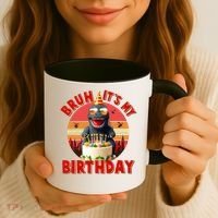 Funny Bruh It's My Birthday Japanese Kaiju Monster Coffee Mug thumb 3