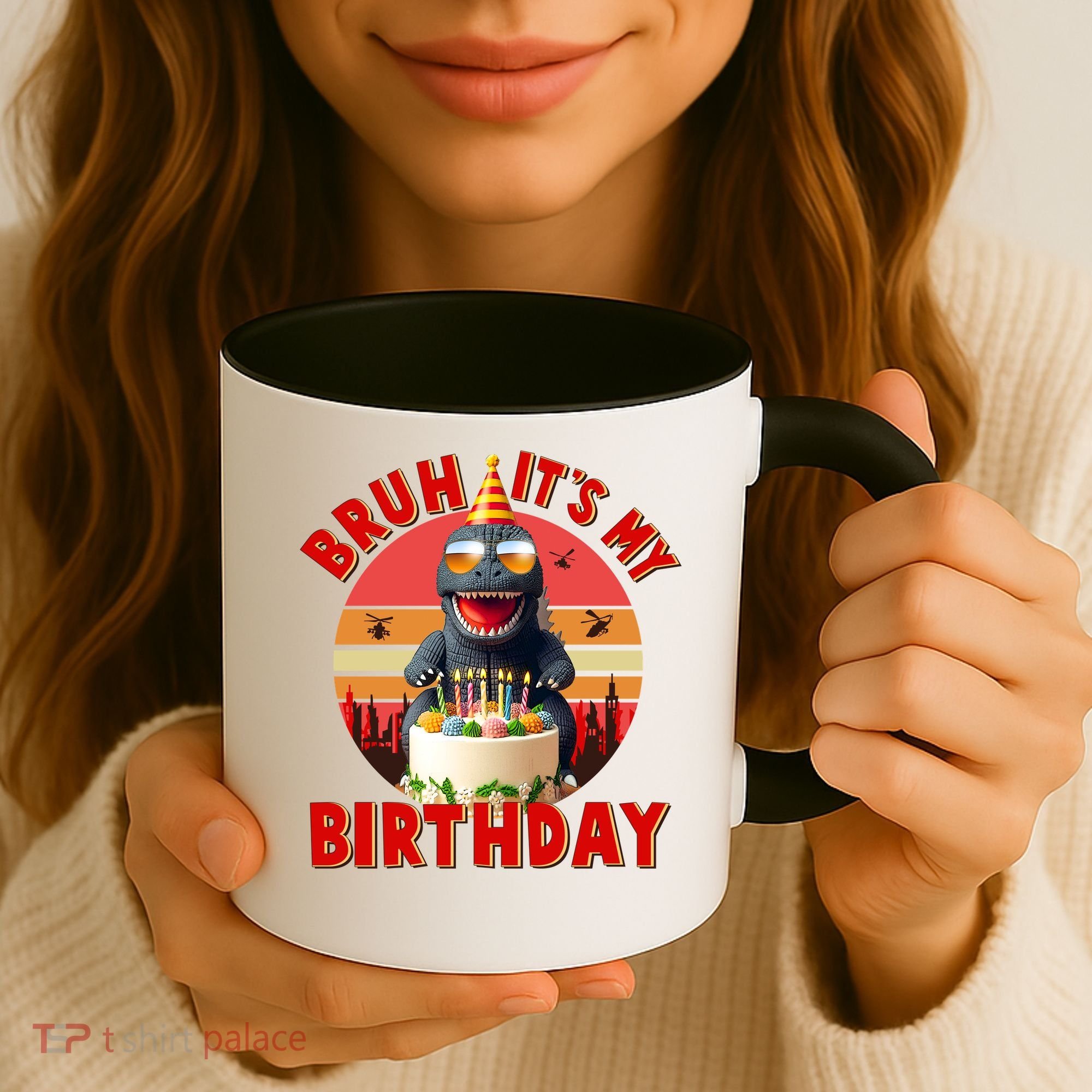 Funny Bruh It's My Birthday Japanese Kaiju Monster Coffee Mug