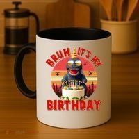Funny Bruh It's My Birthday Japanese Kaiju Monster Coffee Mug thumb 4