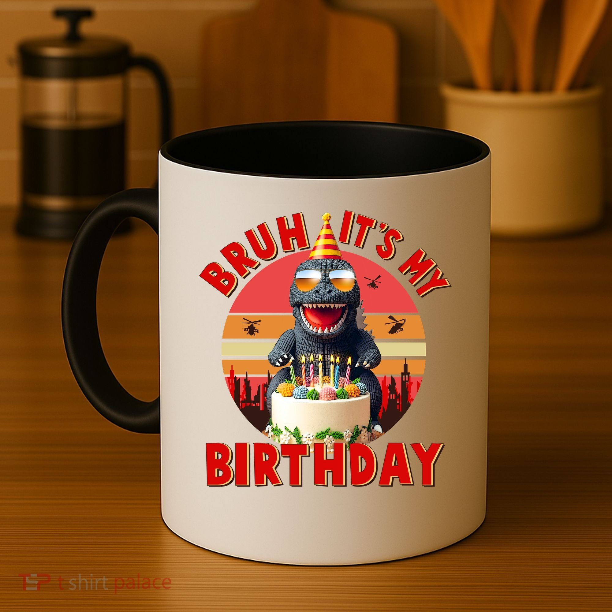 Funny Bruh It's My Birthday Japanese Kaiju Monster Coffee Mug