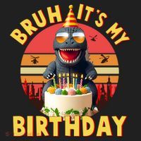 Funny Bruh It's My Birthday Japanese Kaiju Monster Beanie thumb 2