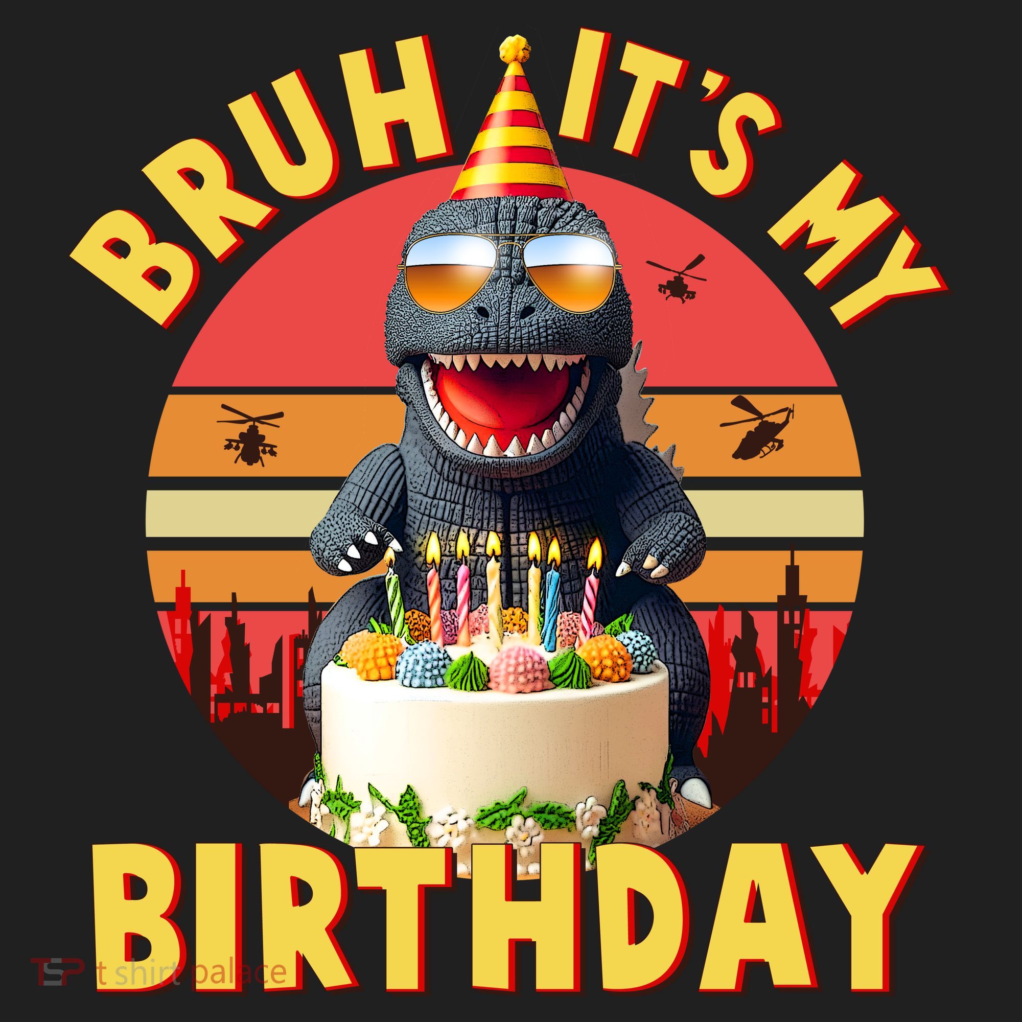 Funny Bruh It's My Birthday Japanese Kaiju Monster Plastic Christmas Ball Ornament