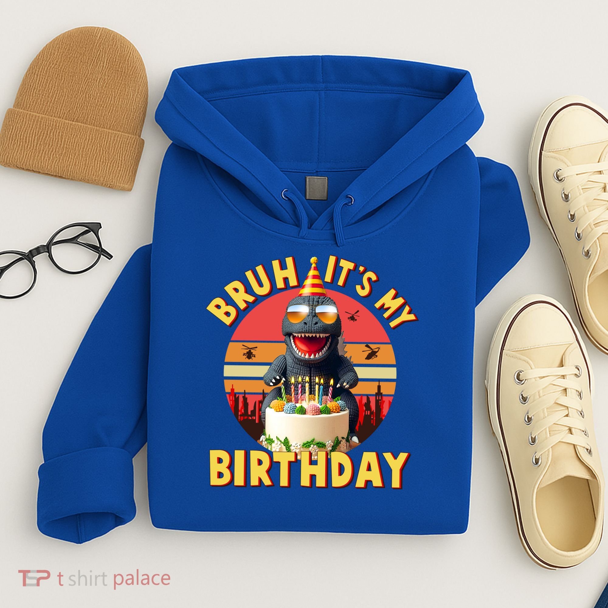 Funny Bruh It's My Birthday Japanese Kaiju Monster Hoodie