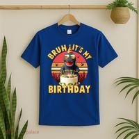 Funny Bruh It's My Birthday Japanese Kaiju Monster T-Shirt thumb 2