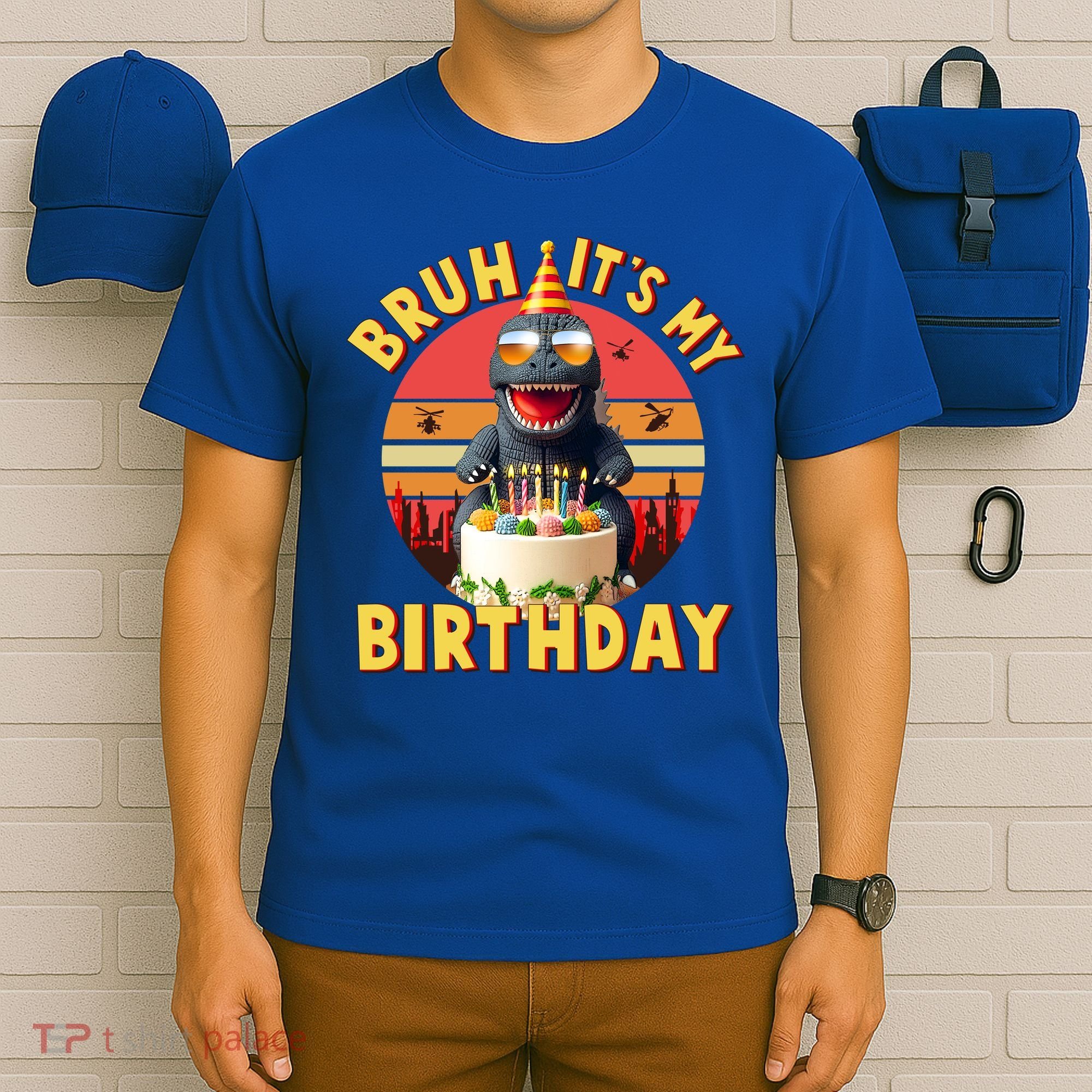 Funny Bruh It's My Birthday Japanese Kaiju Monster T-Shirt