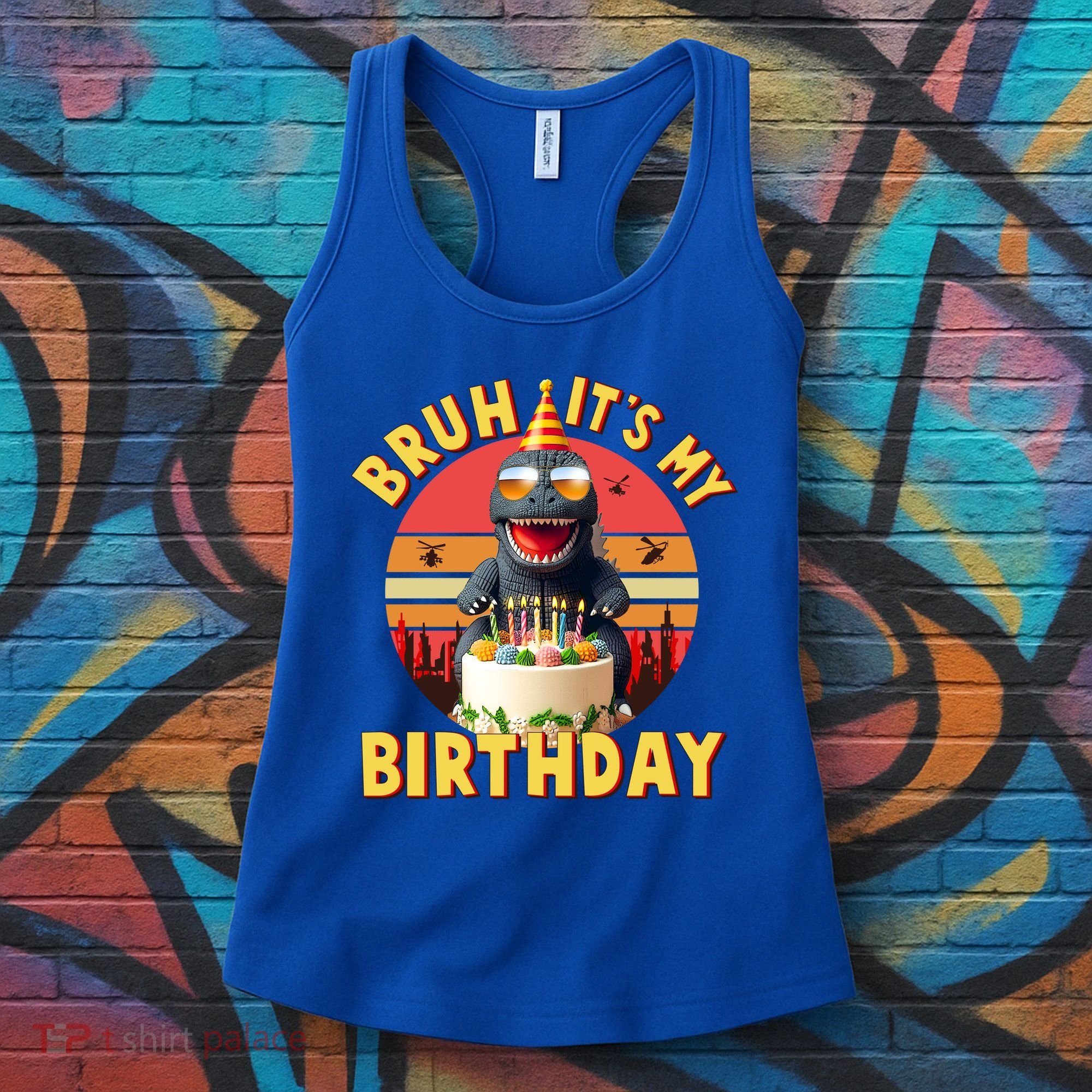 Funny Bruh It's My Birthday Japanese Kaiju Monster Women's Tank Top