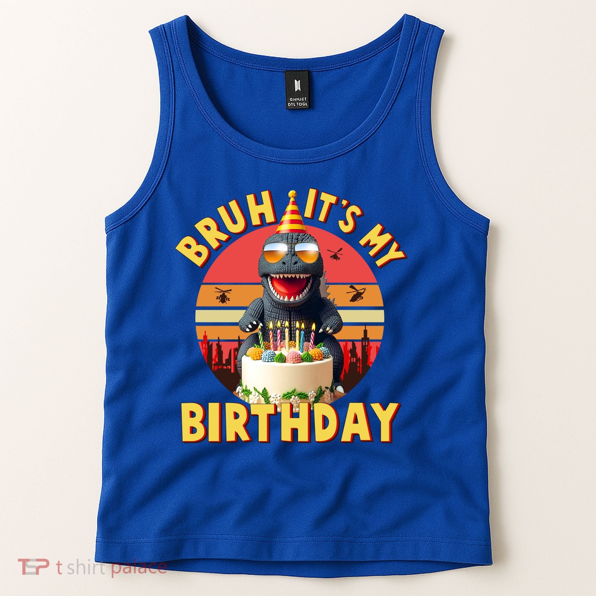 Funny Bruh It's My Birthday Japanese Kaiju Monster Tank Top