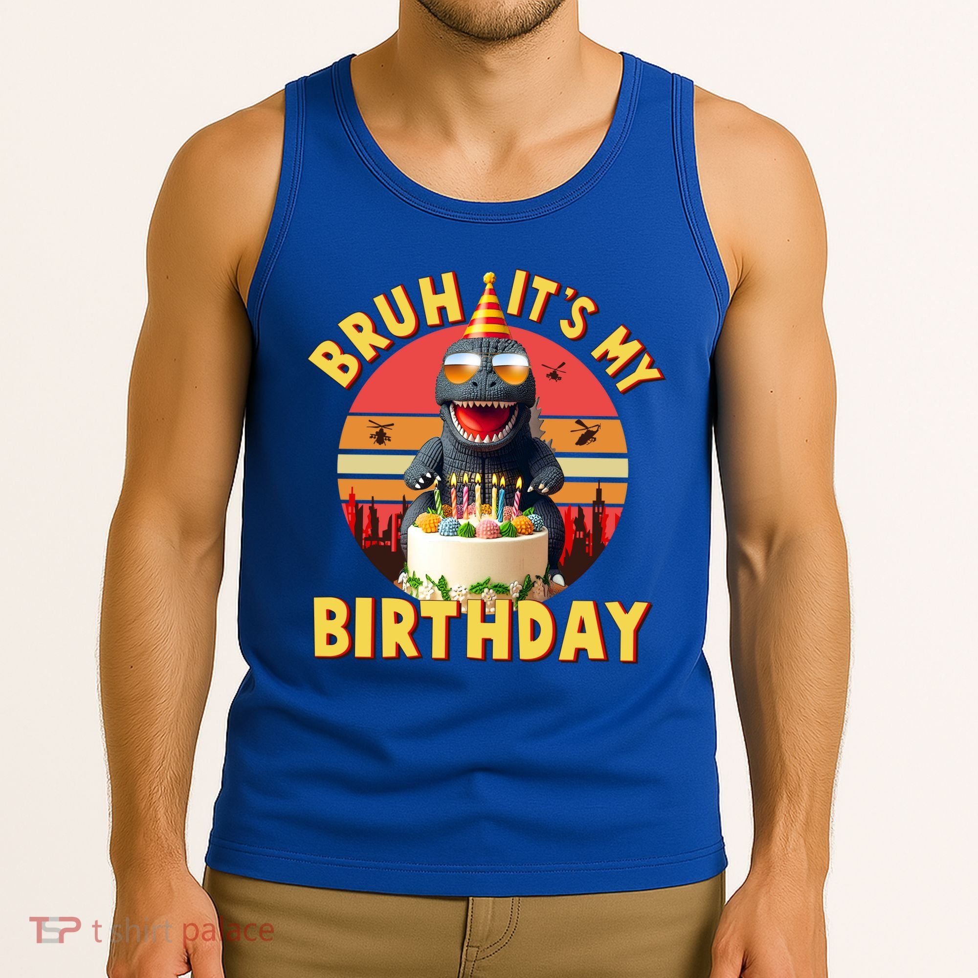 Funny Bruh It's My Birthday Japanese Kaiju Monster Tank Top