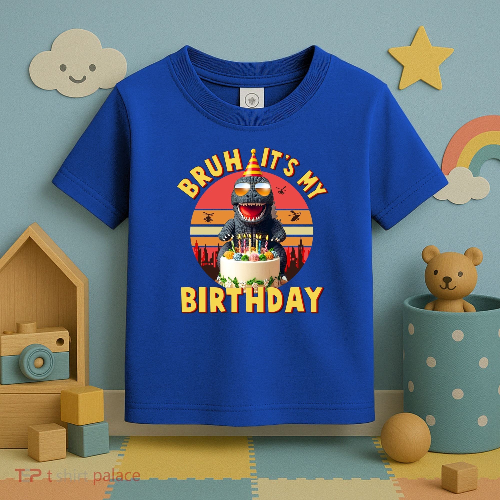 Funny Bruh It's My Birthday Japanese Kaiju Monster Toddler T-Shirt