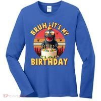 Funny Bruh It's My Birthday Japanese Kaiju Monster Women's Long Sleeve Shirt thumb 0