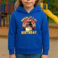 Funny Bruh It's My Birthday Japanese Kaiju Monster Kids Hoodie thumb 3