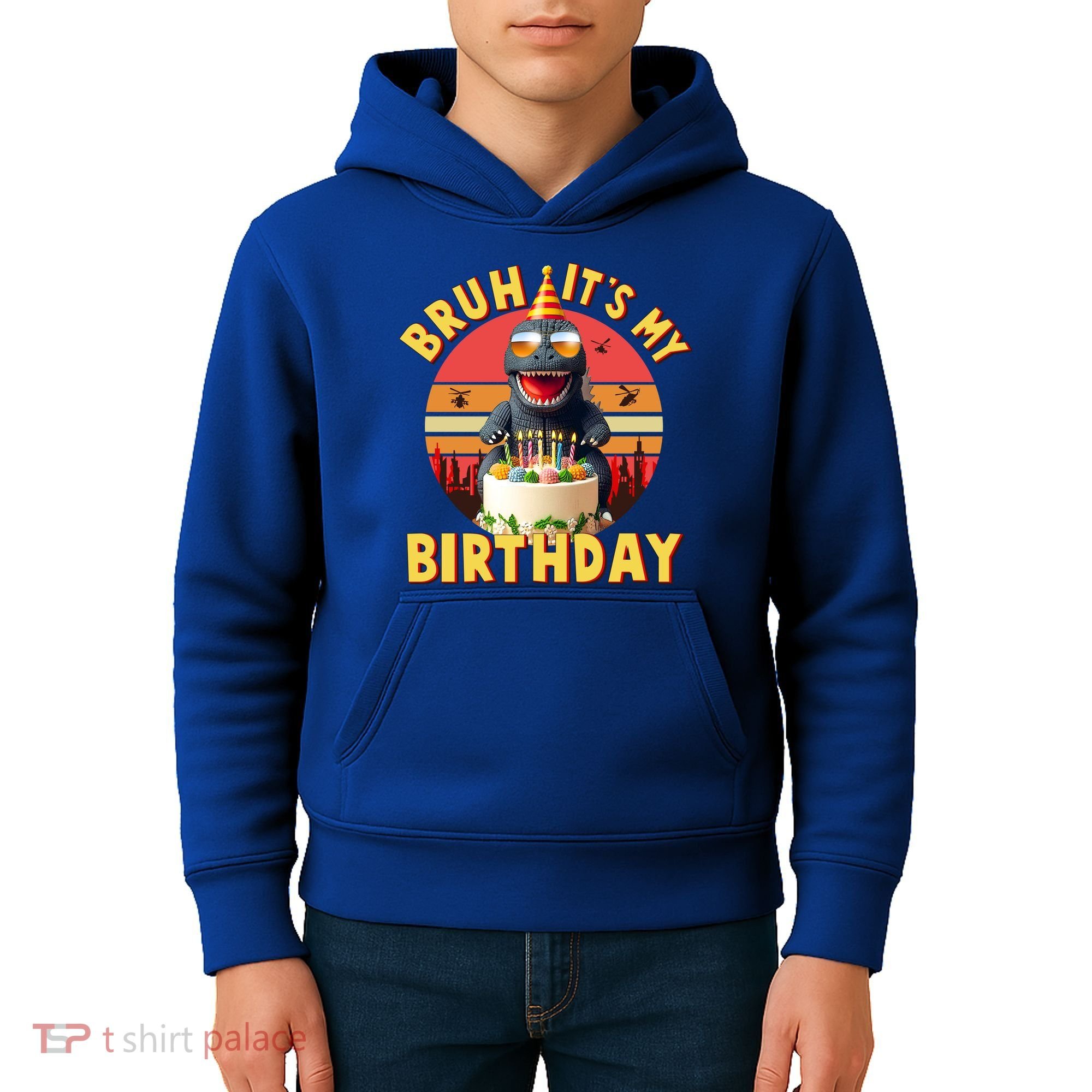 Funny Bruh It's My Birthday Japanese Kaiju Monster Kids Hoodie