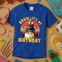 Funny Bruh It's My Birthday Japanese Kaiju Monster Kids T-Shirt thumb 3