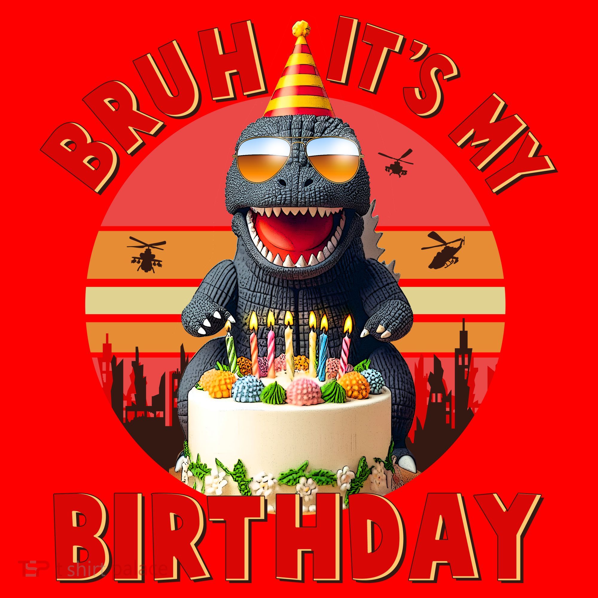 Funny Bruh It's My Birthday Japanese Kaiju Monster Santa Hat