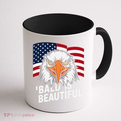 Funny Bald Is Beautiful Independence Day 4th July Eagle Gift Coffee Mug back
