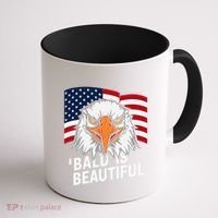 Funny Bald Is Beautiful Independence Day 4th July Eagle Gift Coffee Mug thumb 1