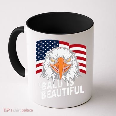 Funny Bald Is Beautiful Independence Day 4th July Eagle Gift Coffee Mug