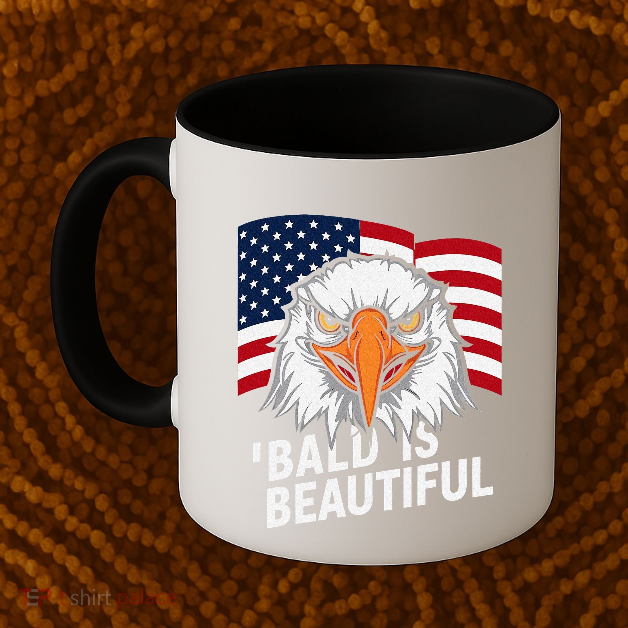 Funny Bald Is Beautiful Independence Day 4th July Eagle Gift Coffee Mug
