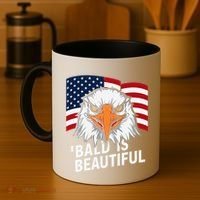 Funny Bald Is Beautiful Independence Day 4th July Eagle Gift Coffee Mug thumb 4