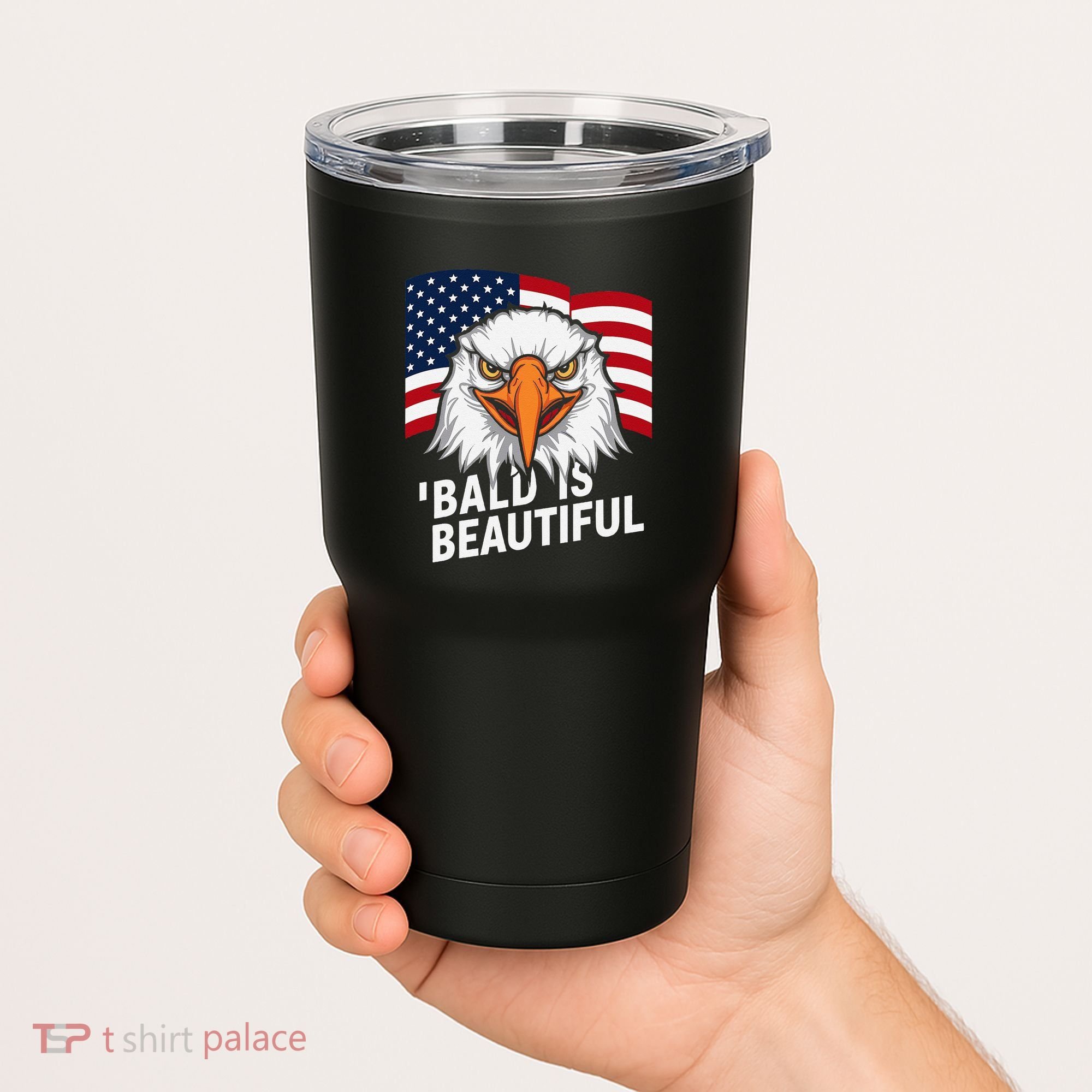Funny Bald Is Beautiful Independence Day 4th July Eagle Gift Tumbler
