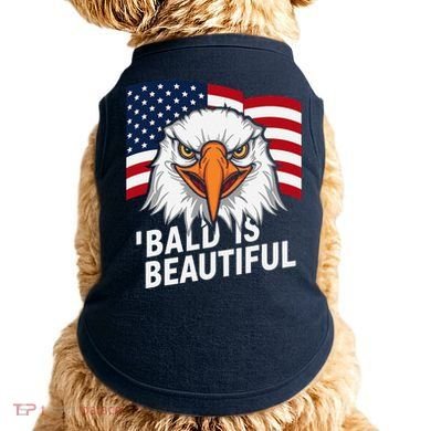 Funny Bald Is Beautiful Independence Day 4th July Eagle Gift Doggie Tank