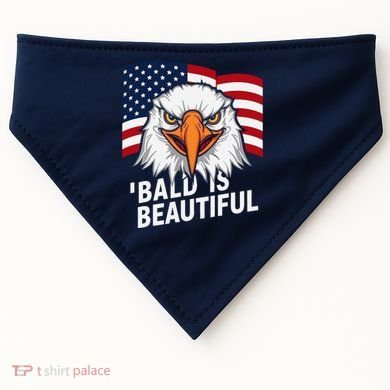 Funny Bald Is Beautiful Independence Day 4th July Eagle Gift USA-Made Doggie Bandana