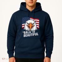 Funny Bald Is Beautiful Independence Day 4th July Eagle Gift Hoodie thumb 2