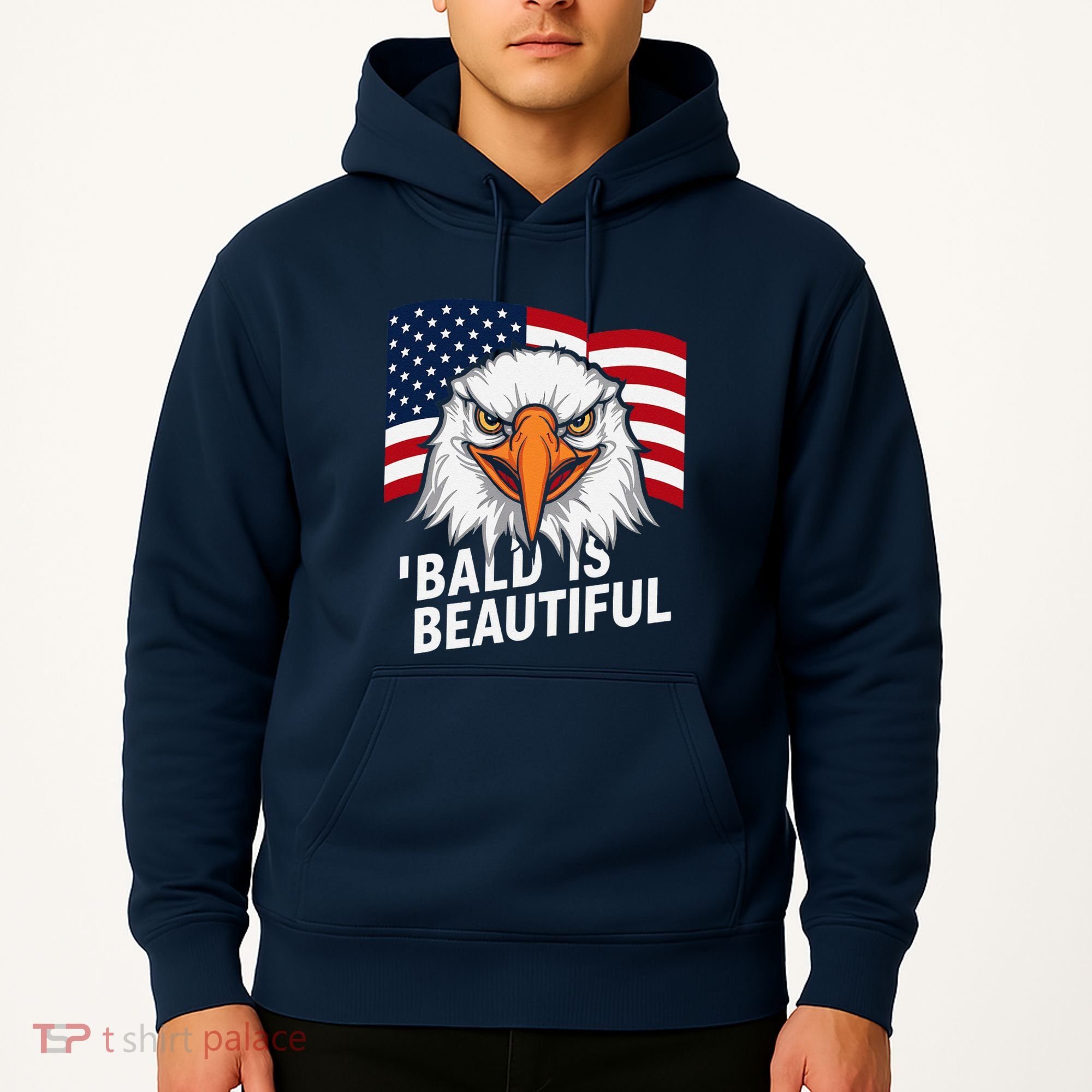 Funny Bald Is Beautiful Independence Day 4th July Eagle Gift Hoodie