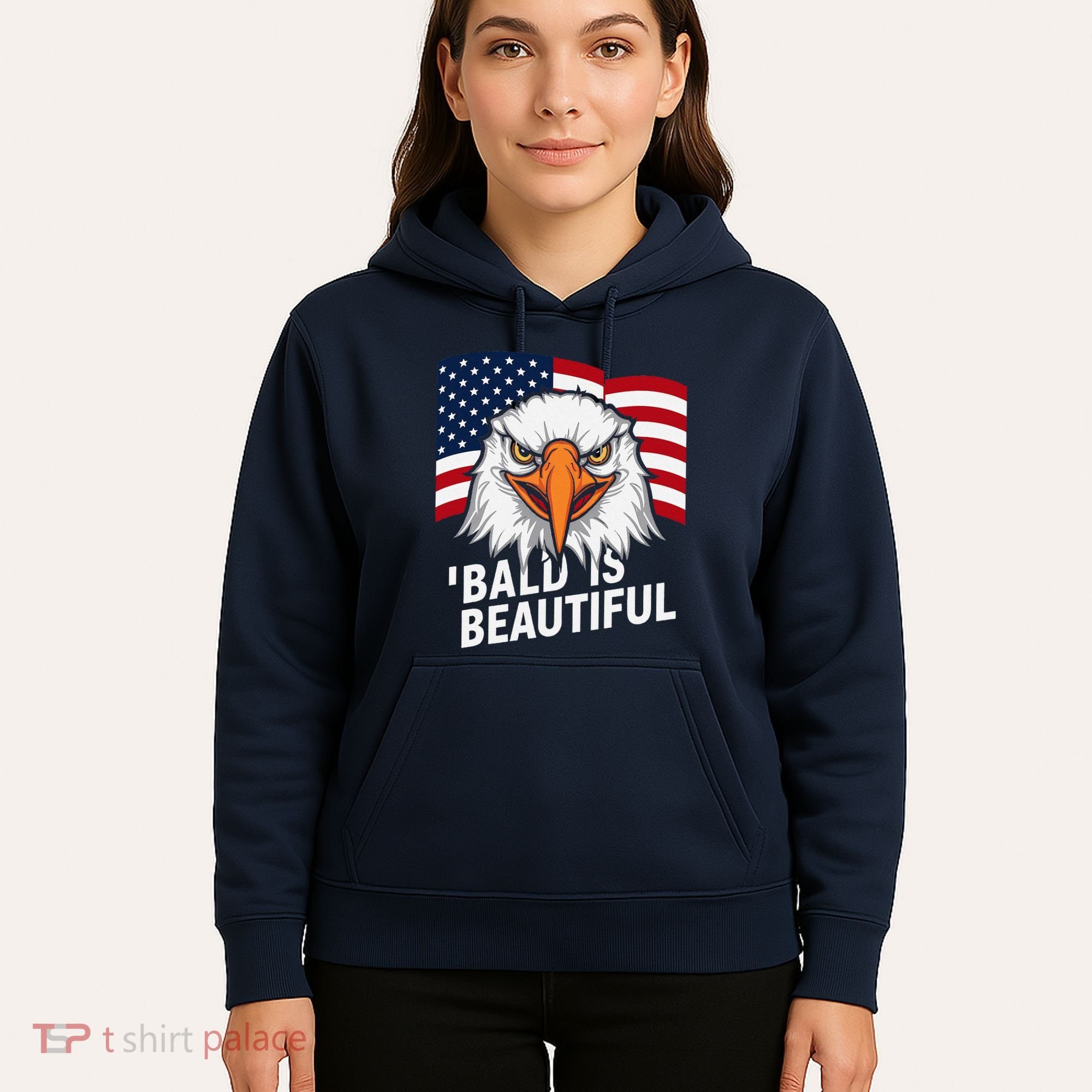 Funny Bald Is Beautiful Independence Day 4th July Eagle Gift Hoodie