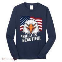 Funny Bald Is Beautiful Independence Day 4th July Eagle Gift Long Sleeve Shirt thumb 0