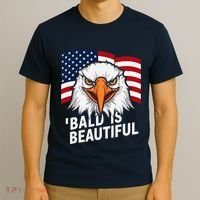Funny Bald Is Beautiful Independence Day 4th July Eagle Gift T-Shirt thumb 3