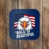 Funny Bald Is Beautiful Independence Day 4th July Eagle Gift Coaster thumb 0