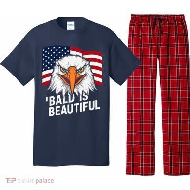 Funny Bald Is Beautiful Independence Day 4th July Eagle Gift Pajama Set