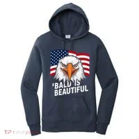 Funny Bald Is Beautiful Independence Day 4th July Eagle Gift Women's Hoodie thumb 0