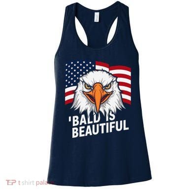 Funny Bald Is Beautiful Independence Day 4th July Eagle Gift Women's Tank Top