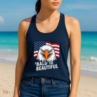 Funny Bald Is Beautiful Independence Day 4th July Eagle Gift Women's Tank Top thumb 2