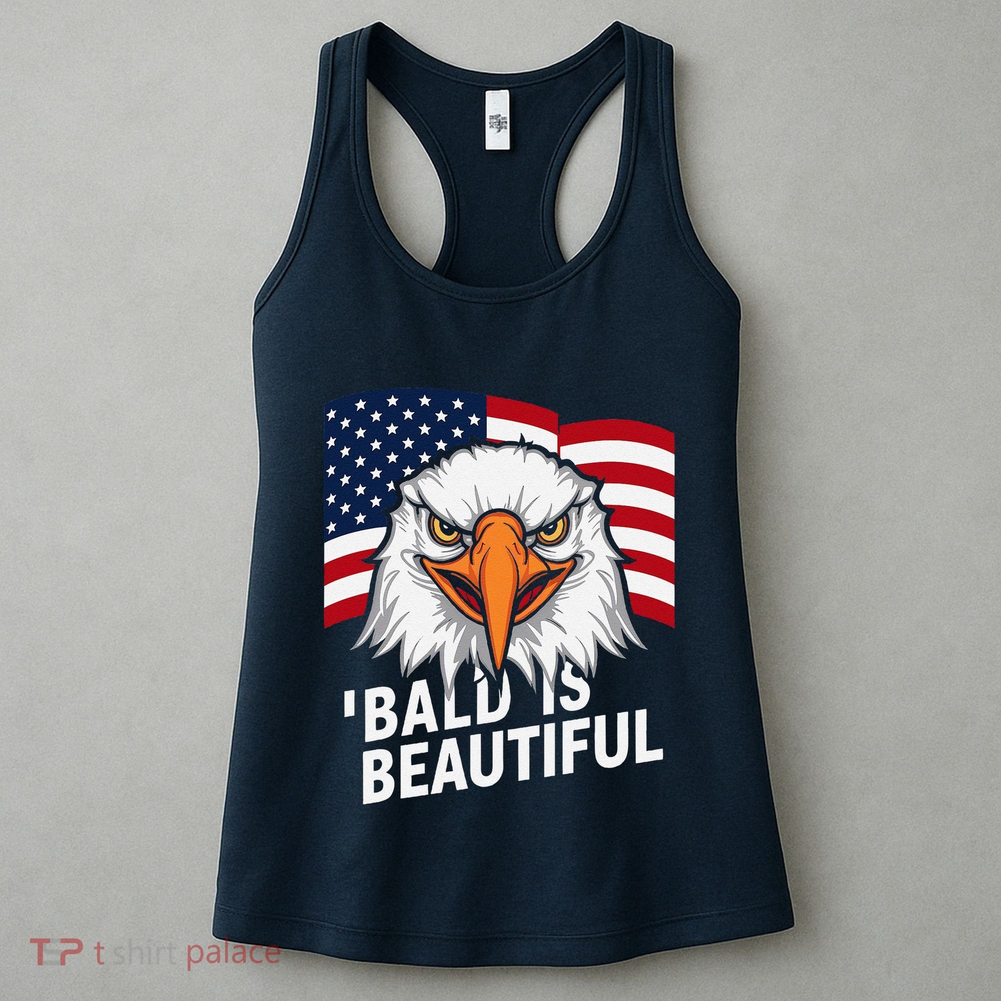 Funny Bald Is Beautiful Independence Day 4th July Eagle Gift Women's Tank Top