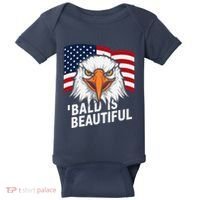 Funny Bald Is Beautiful Independence Day 4th July Eagle Gift Baby Bodysuit thumb 0