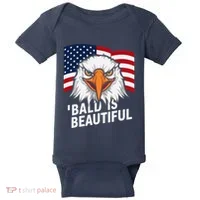 Funny Bald Is Beautiful Independence Day 4th July Eagle Gift Baby Bodysuit thumb 0
