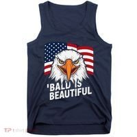 Funny Bald Is Beautiful Independence Day 4th July Eagle Gift Tank Top thumb 0